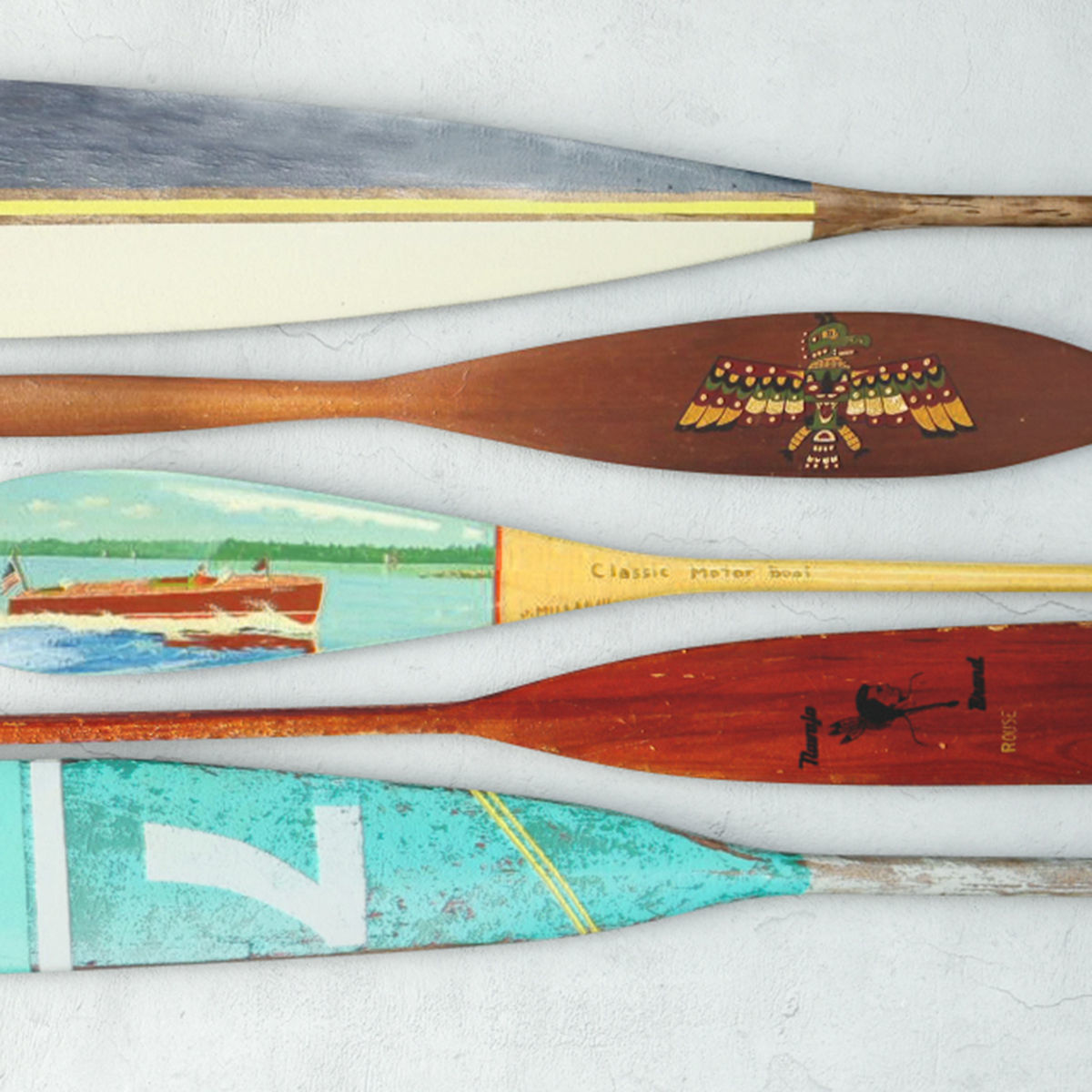 Vintage Oars and Paddles 3D model_4