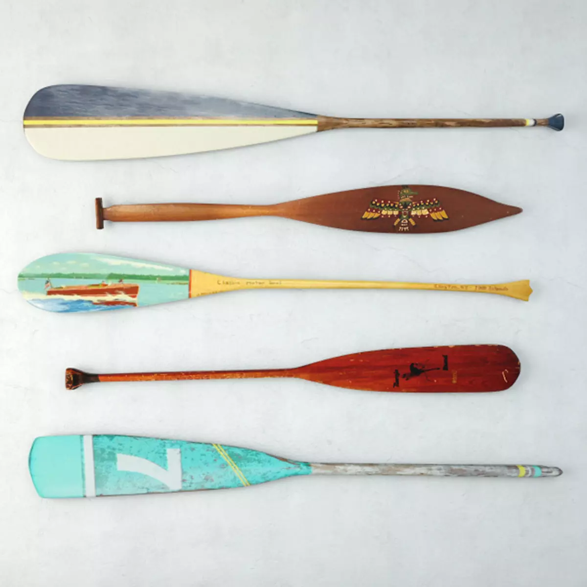 Vintage Oars and Paddles 3D model_0