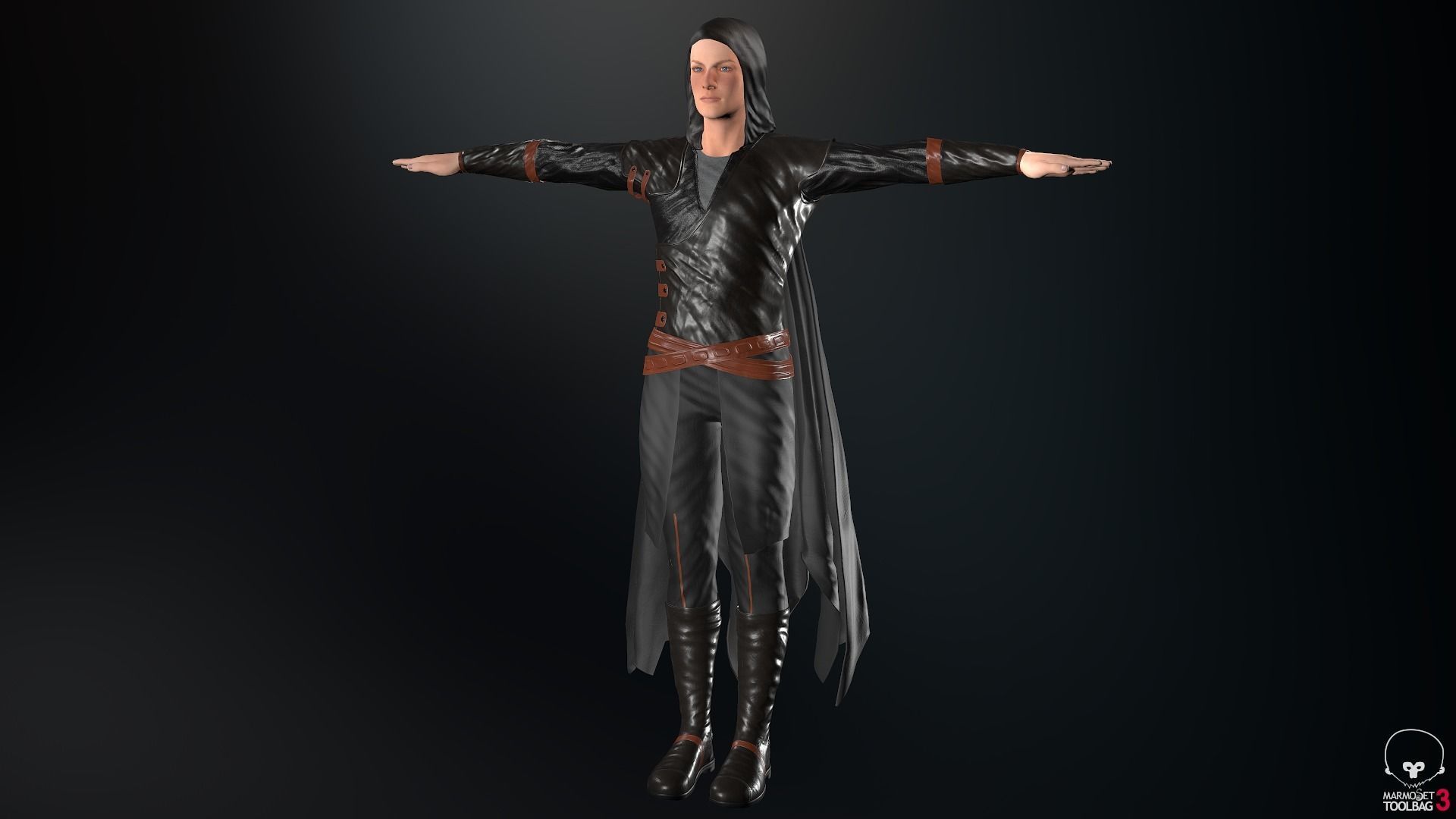 Male Assassin Outfit 2 Low-poly 3D model_8