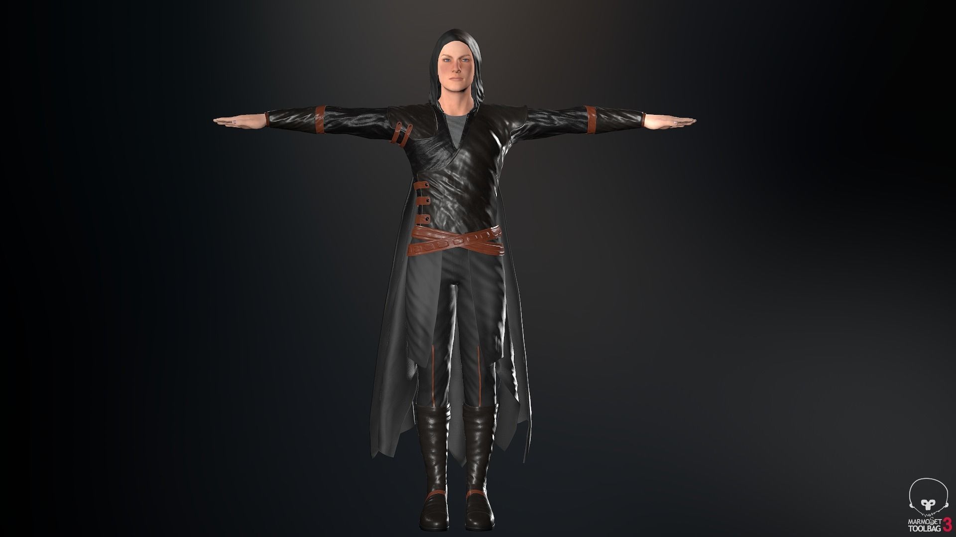 Male Assassin Outfit 2 Low-poly 3D model_3
