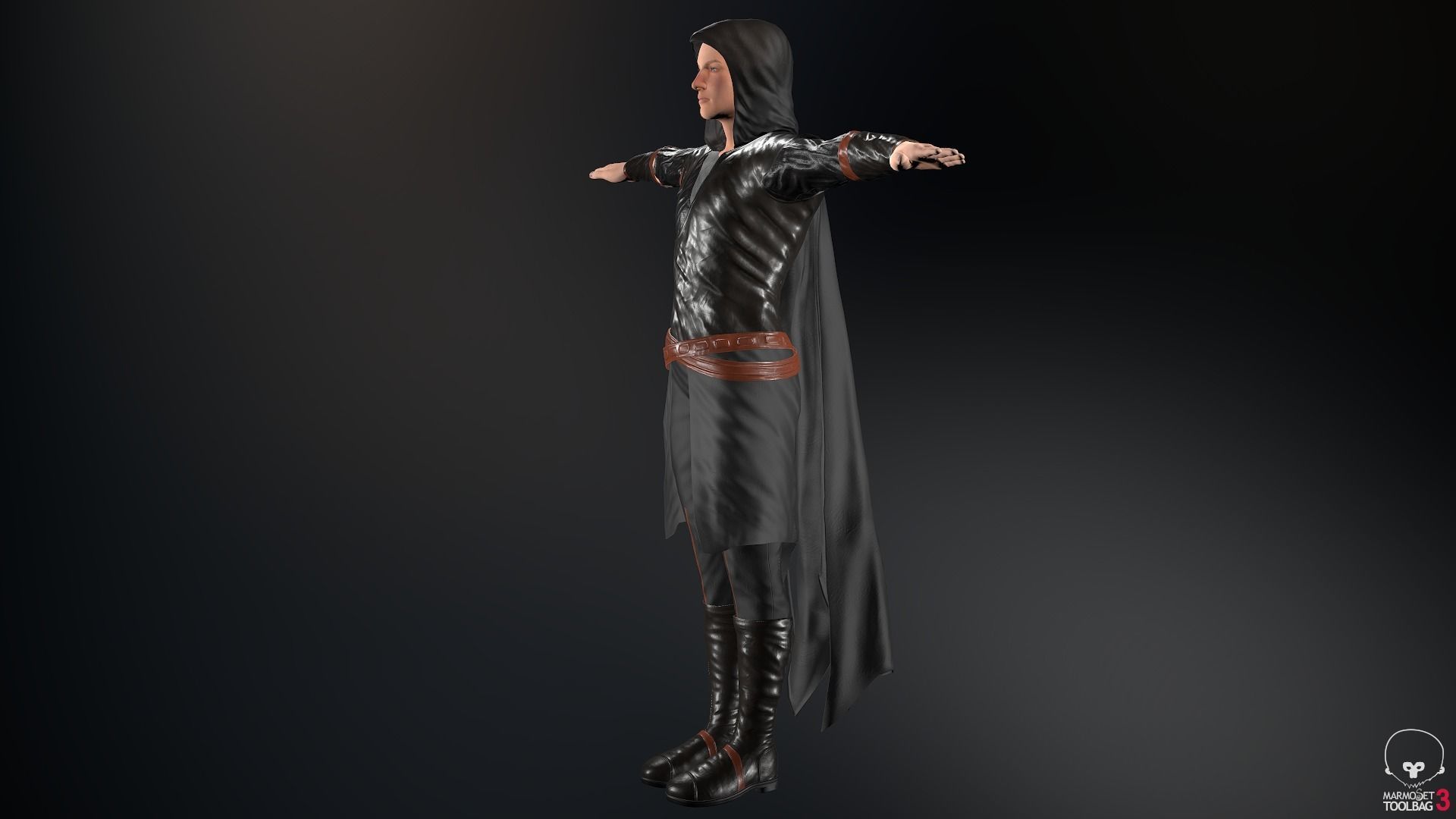 Male Assassin Outfit 2 Low-poly 3D model_7