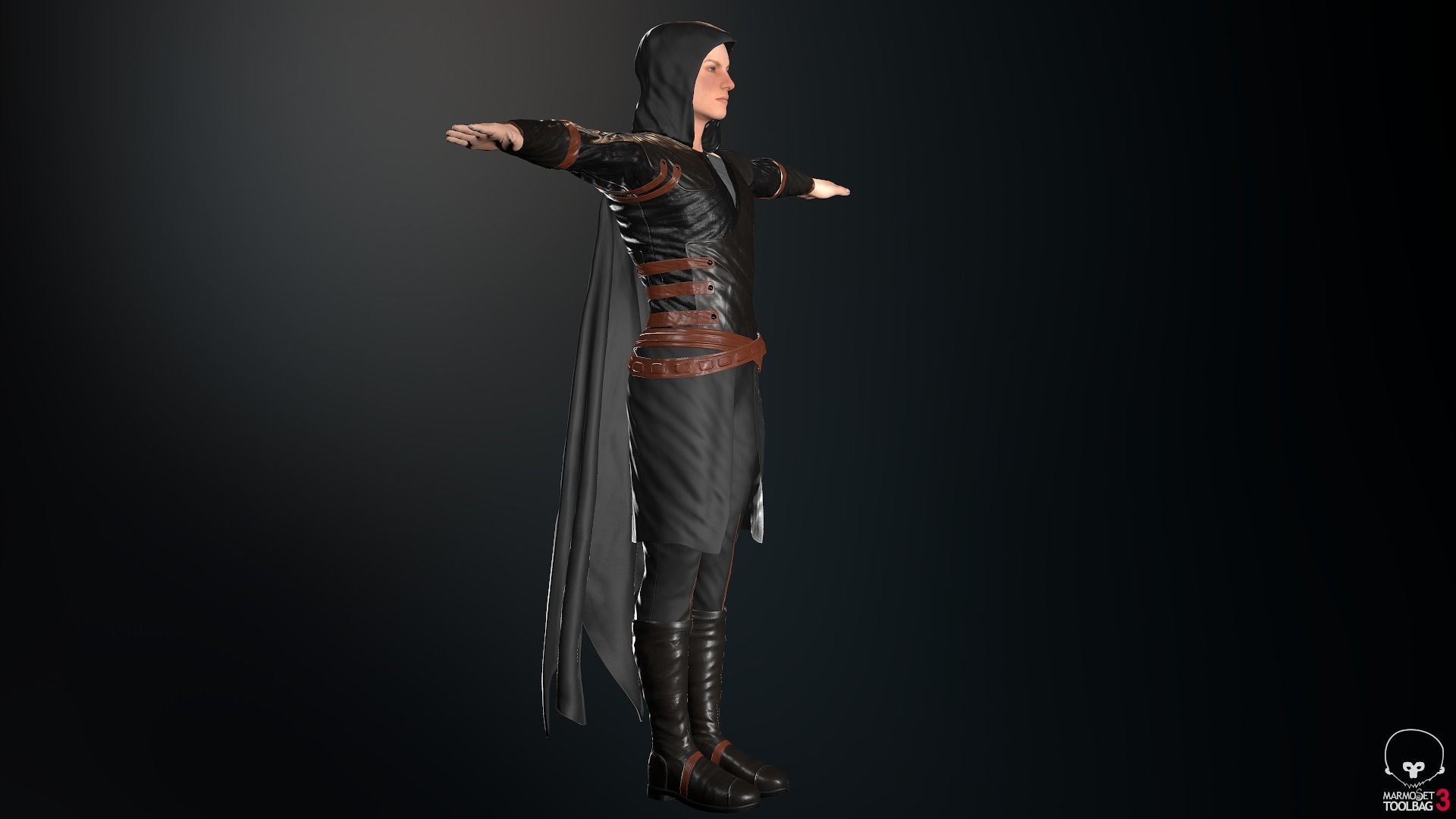 Male Assassin Outfit 2 Low-poly 3D model_4