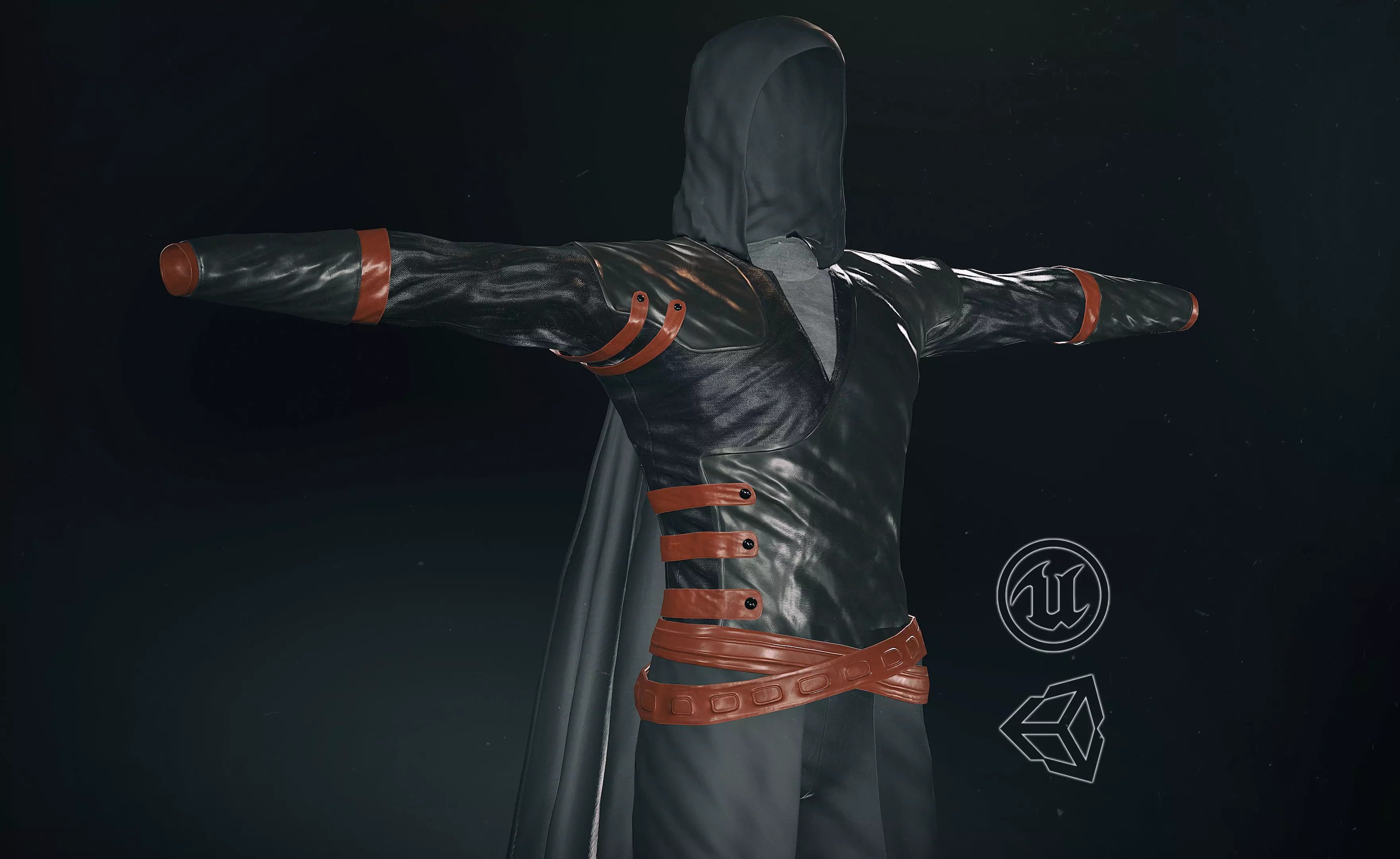 Male Assassin Outfit 2 Low-poly 3D model_0