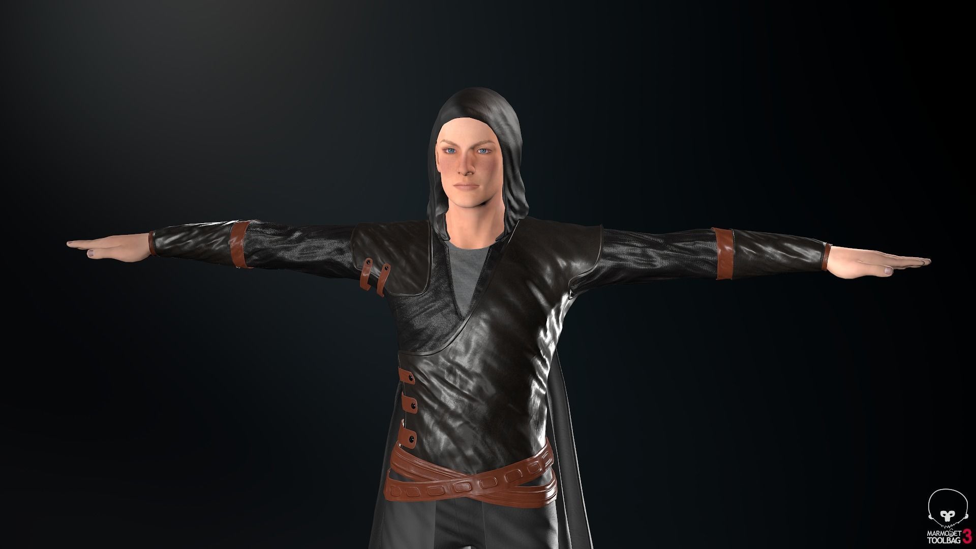 Male Assassin Outfit 2 Low-poly 3D model_9