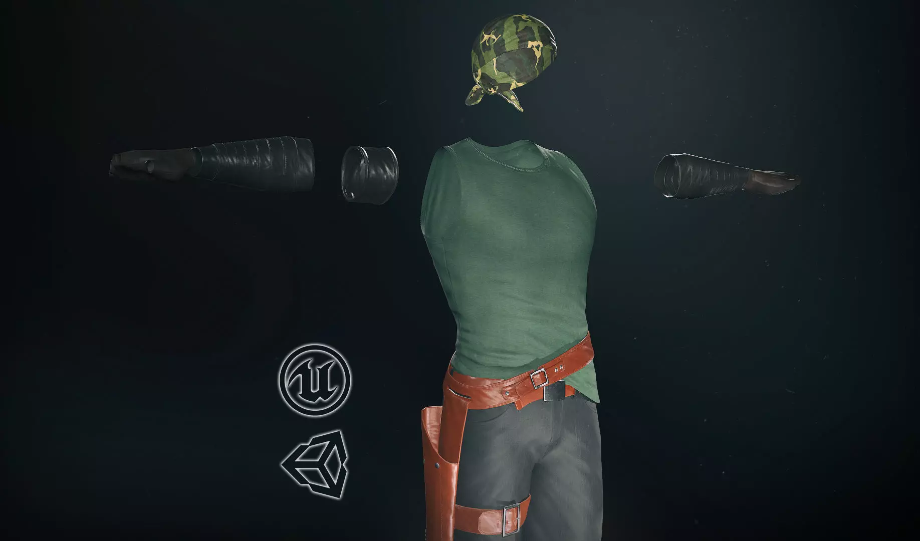 Male Gangster Outfit Low-poly 3D model_0