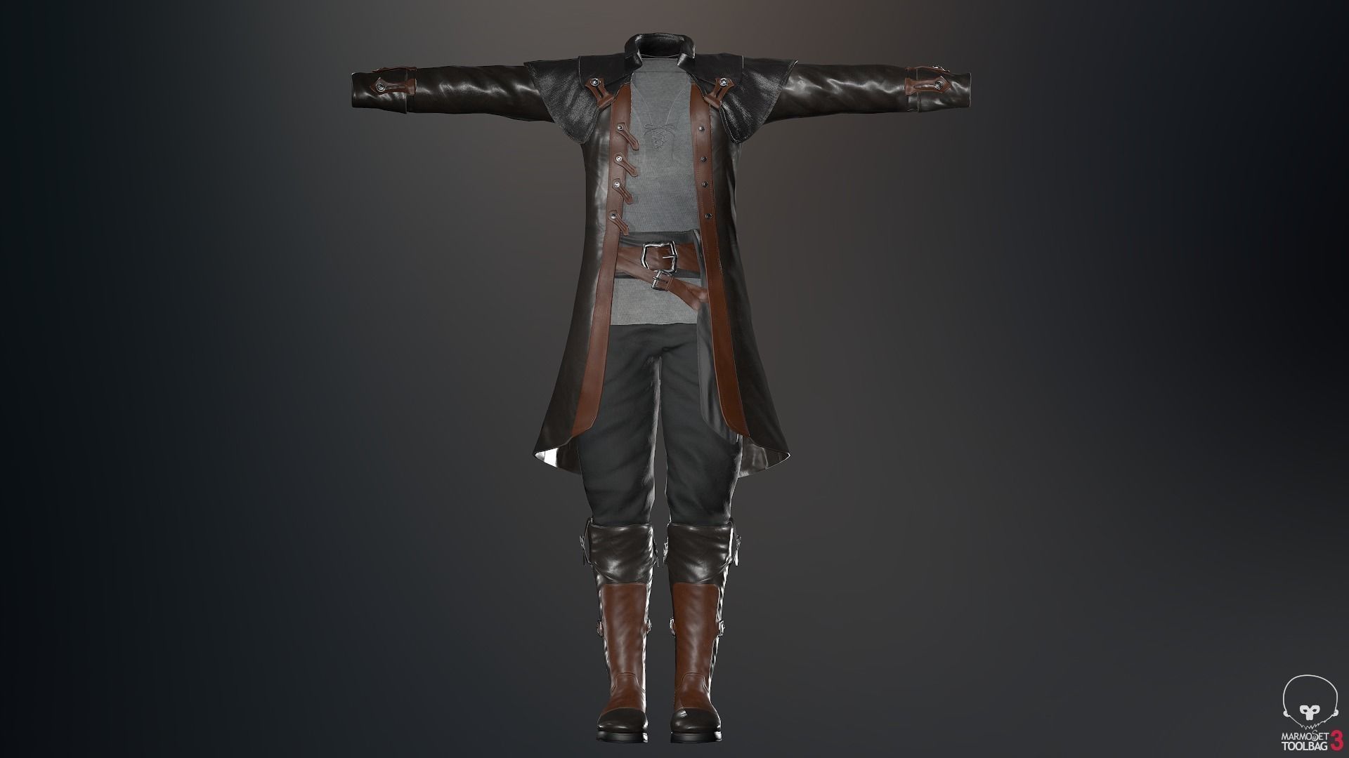 Male Pirate Outfit  Low-poly 3D model_49
