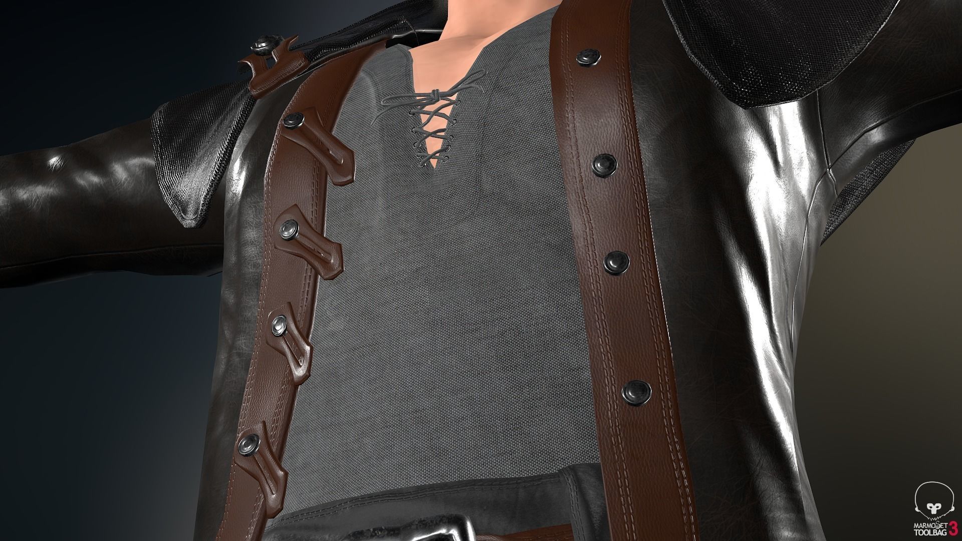 Male Pirate Outfit  Low-poly 3D model_11