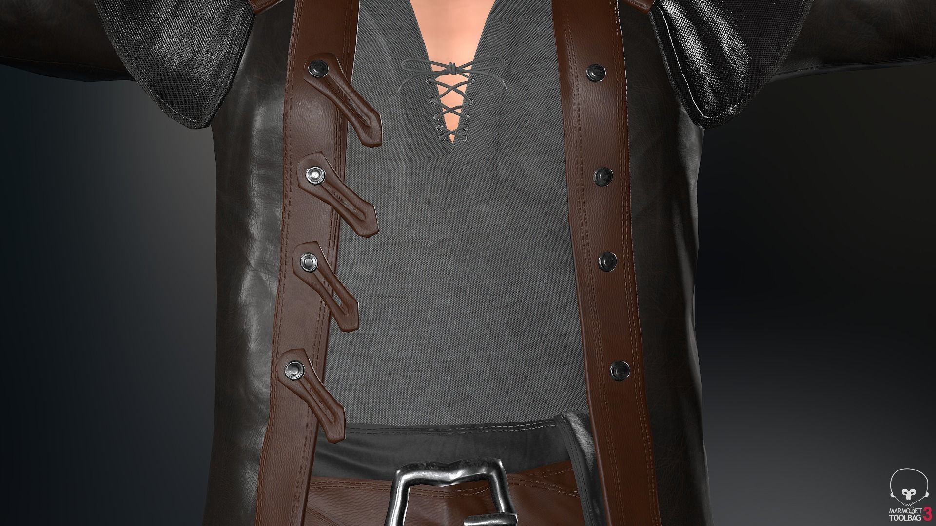 Male Pirate Outfit  Low-poly 3D model_9