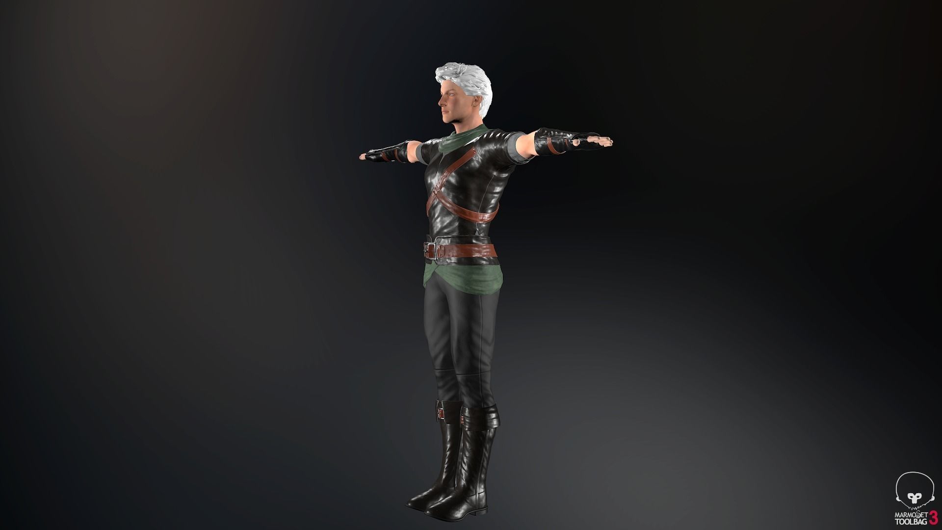 Male Medieval Outfit 2 Low-poly 3D model_5