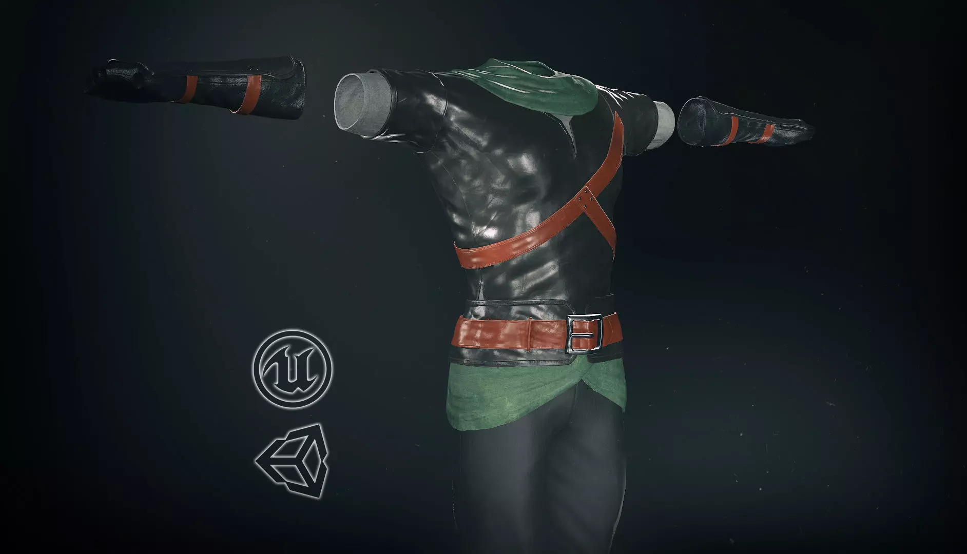 Male Medieval Outfit 2 Low-poly 3D model_0