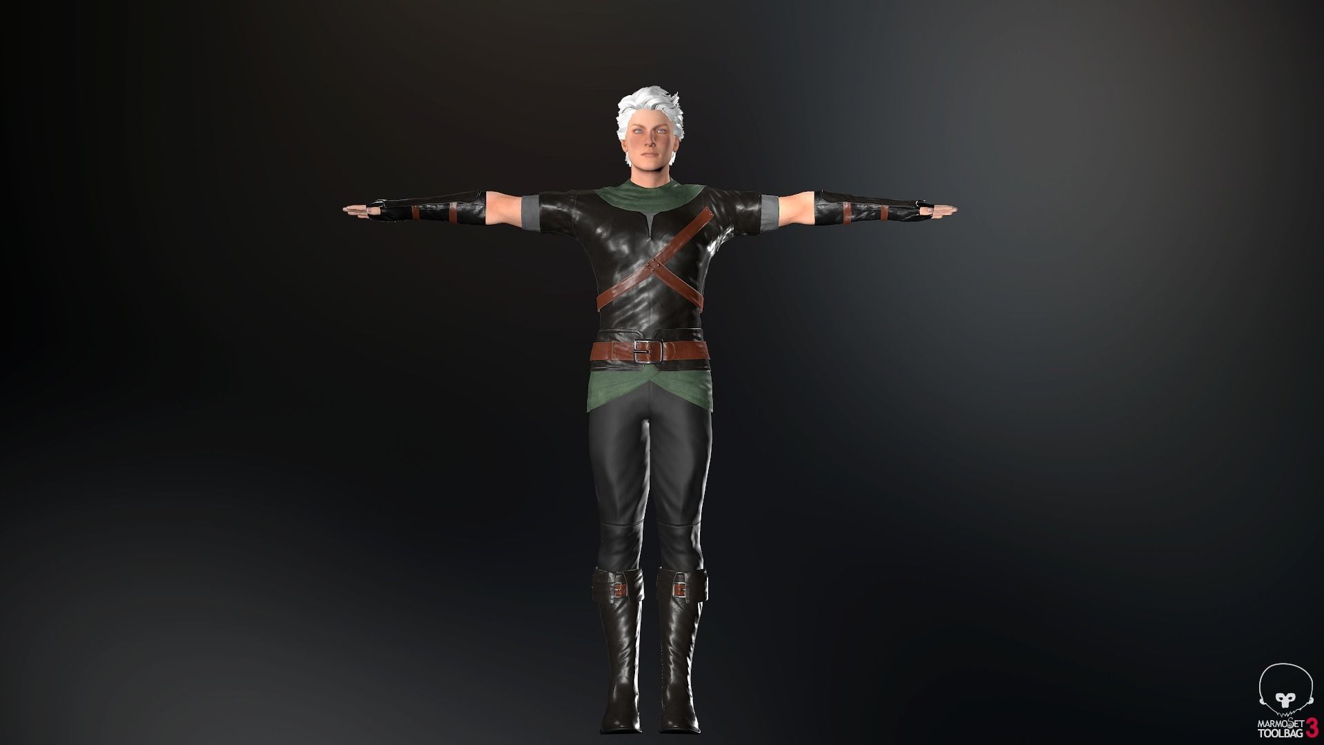 Male Medieval Outfit 2 Low-poly 3D model_4