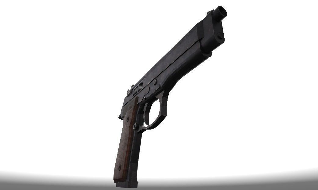 Pistol gun Low-poly 3D model_4