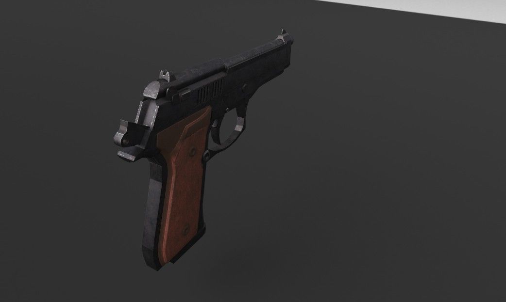Pistol gun Low-poly 3D model_3