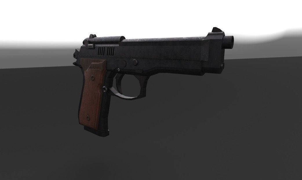 Pistol gun Low-poly 3D model_1