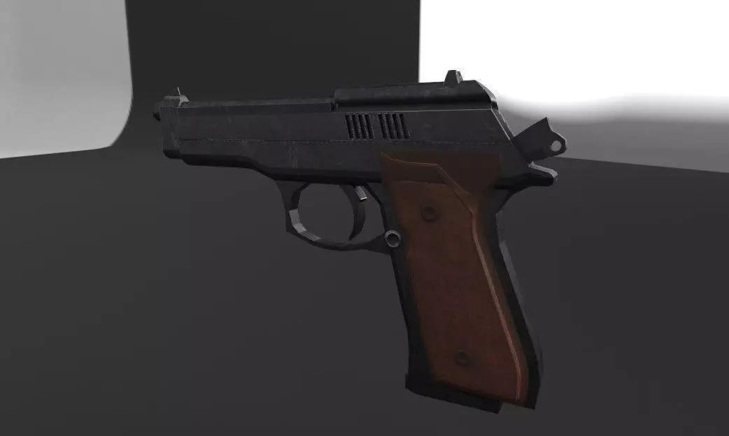 Pistol gun Low-poly 3D model_0