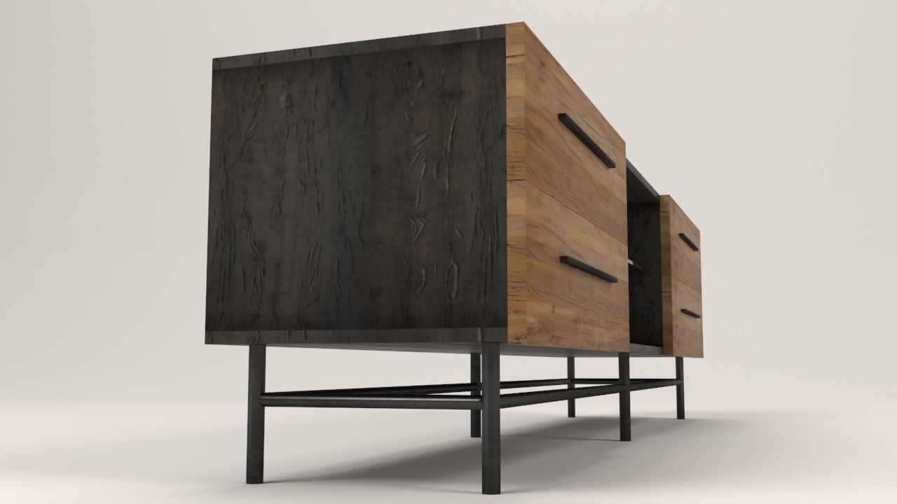 Arimo TV cabinet with drawers Low-poly 3D model_3