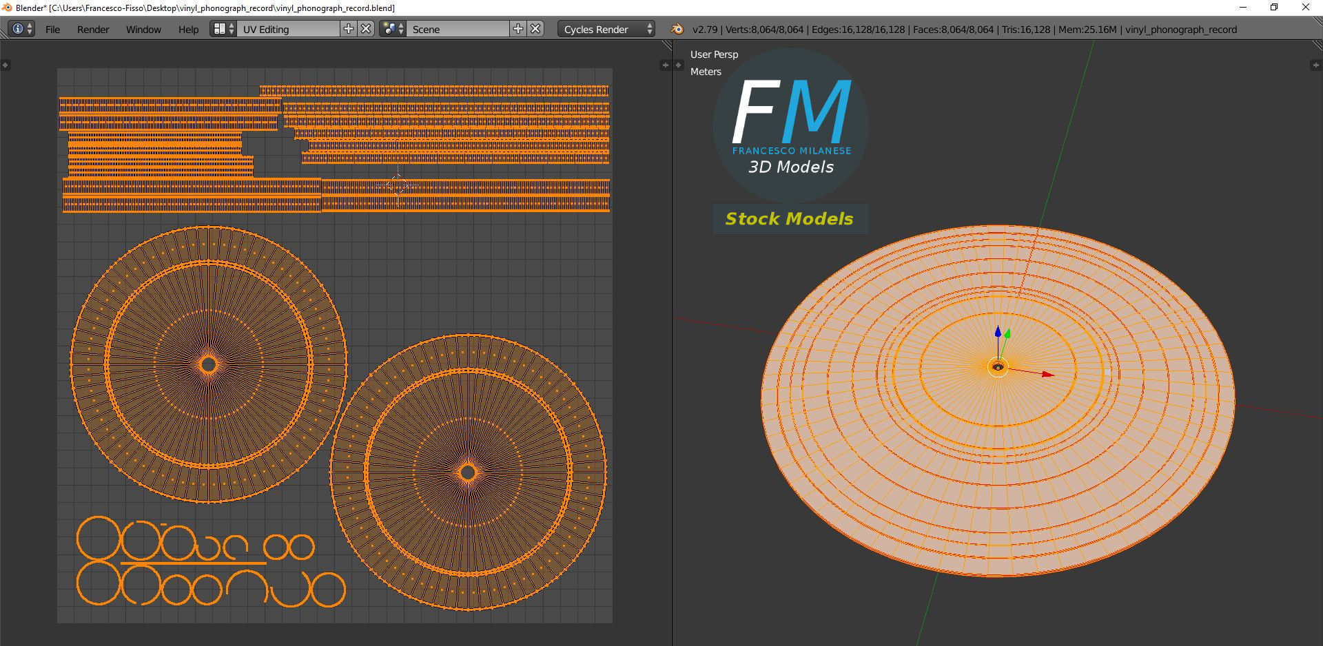 Vinyl Phonograph Record Low-poly 3D model_10