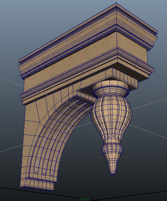 corbel Low-poly 3D model stone building with balcony Low-poly 3D model_1