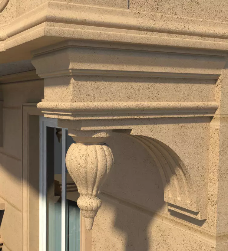 corbel Low-poly 3D model stone building with balcony Low-poly 3D model_0