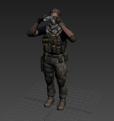 soldier with binoculars 3D print model