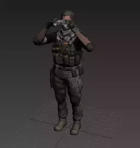 soldier with binoculars 3D print model