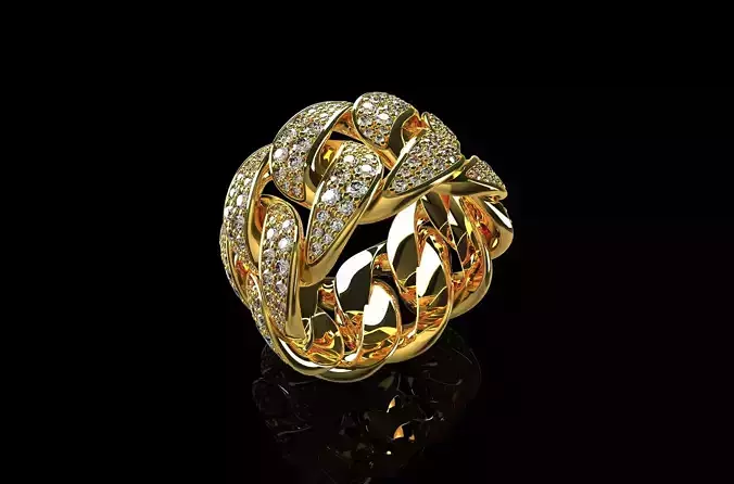 Diamond Cuban Ring 3 3D print model