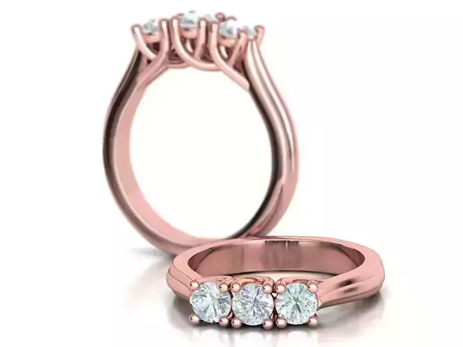 3 Stone Engagement ring 4mm Stones  printable 3d model N0655