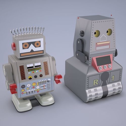 Vintage Style Japan Collectible Electron Robot Toy Low-poly 3D model