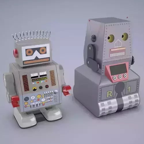 Vintage Style Japan Collectible Electron Robot Toy Low-poly 3D model