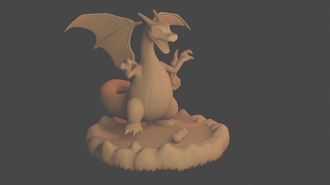 pokemon charizard con base y pokebola 