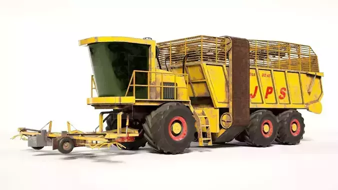  3D JPS Small loading wagon with harvester included Low-poly 3D model