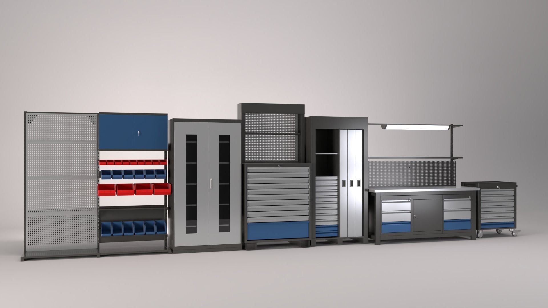 Industrial Furniture Set 3D model_0