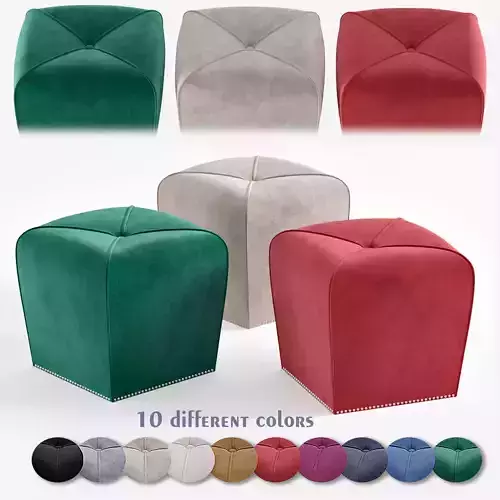 Aalten Velvet Ottoman 3D model