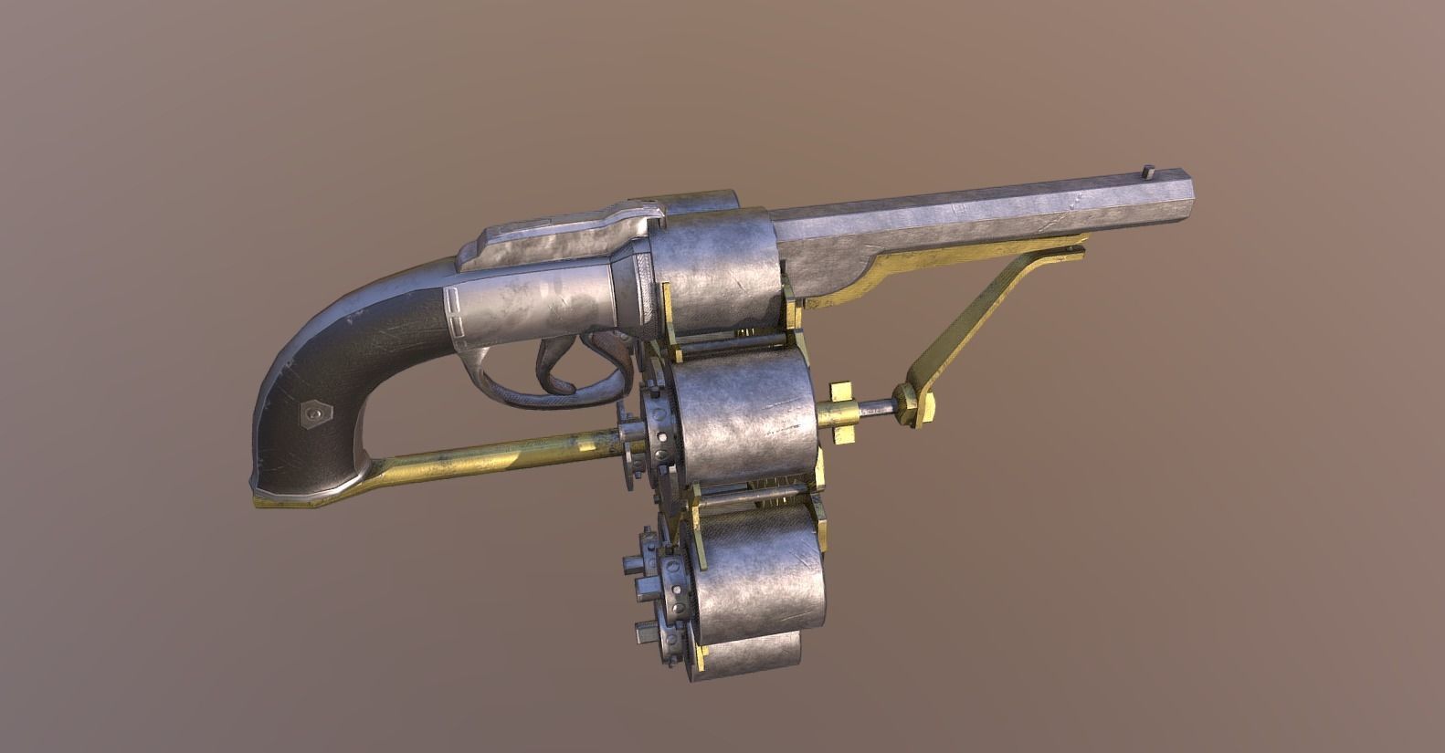 Joseph 48 shot revolver Low-poly 3D model_2