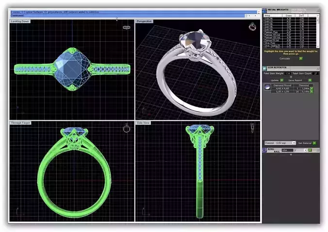 RCRD136 computer screen showing diamond ring