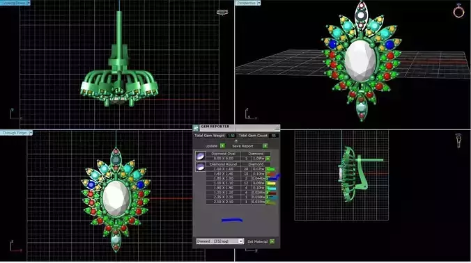 10523 chandelier with stones 3D print model