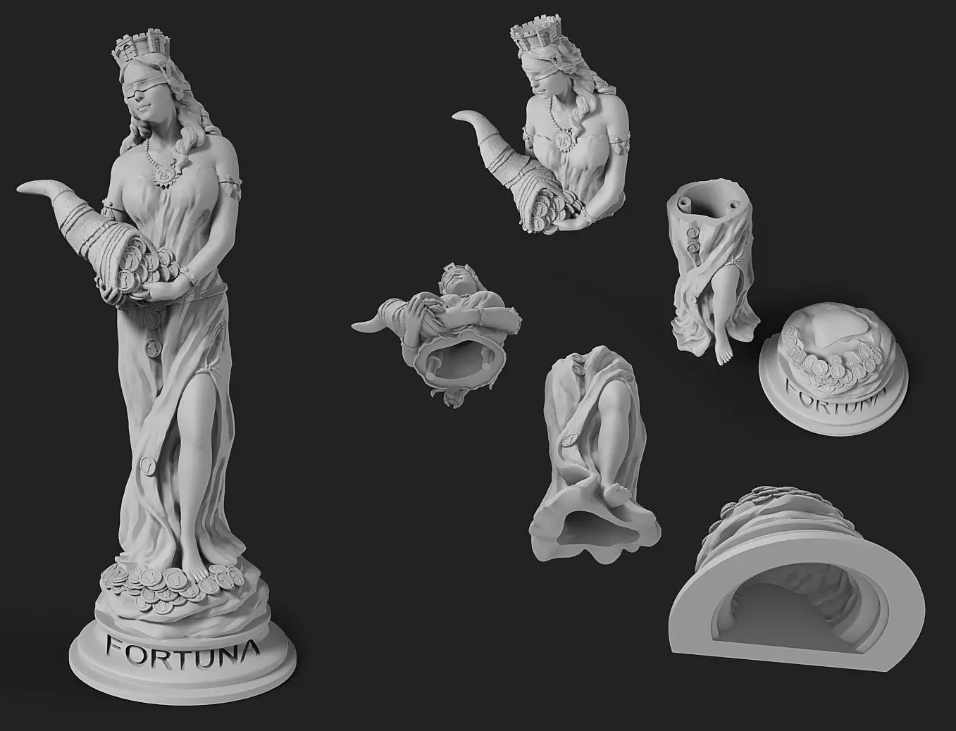 A-0011 statue of goddess fortuna 3D print model_0