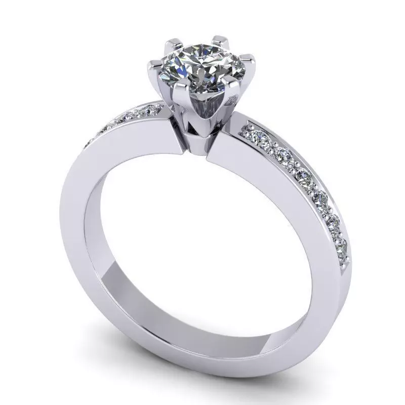 A-0007 diamond engagement ring gold 3D print model
