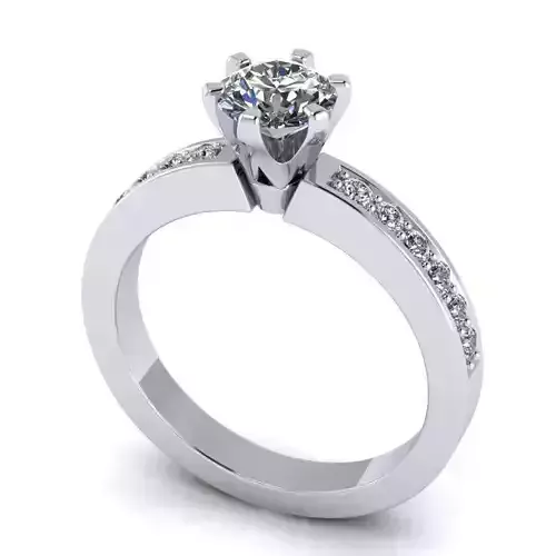 A-0007 diamond engagement ring gold 3D print model