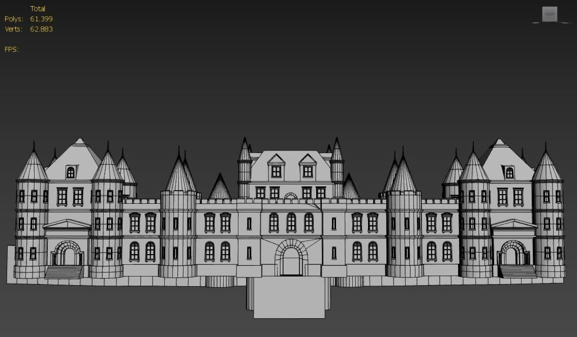 Low Poly Chateau-Castle - Inspired by Chateau de Chenonceau- PBR Low-poly 3D model_5