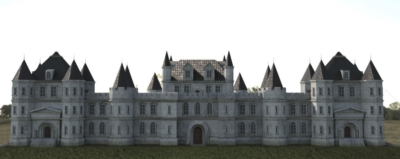 Low Poly Chateau-Castle - Inspired by Chateau de Chenonceau- PBR Low-poly 3D model_3