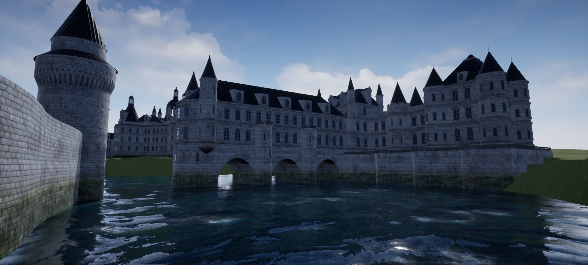 Low Poly Chateau-Castle - Inspired by Chateau de Chenonceau- PBR Low-poly 3D model_13