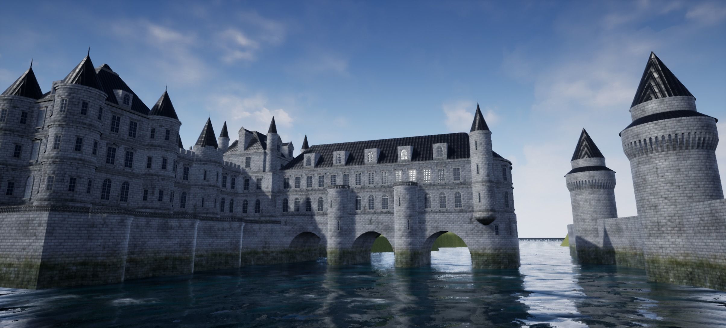 Low Poly Chateau-Castle - Inspired by Chateau de Chenonceau- PBR Low-poly 3D model_11