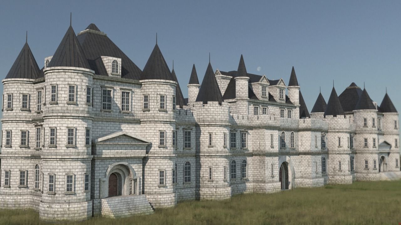 Low Poly Chateau-Castle - Inspired by Chateau de Chenonceau- PBR Low-poly 3D model_10