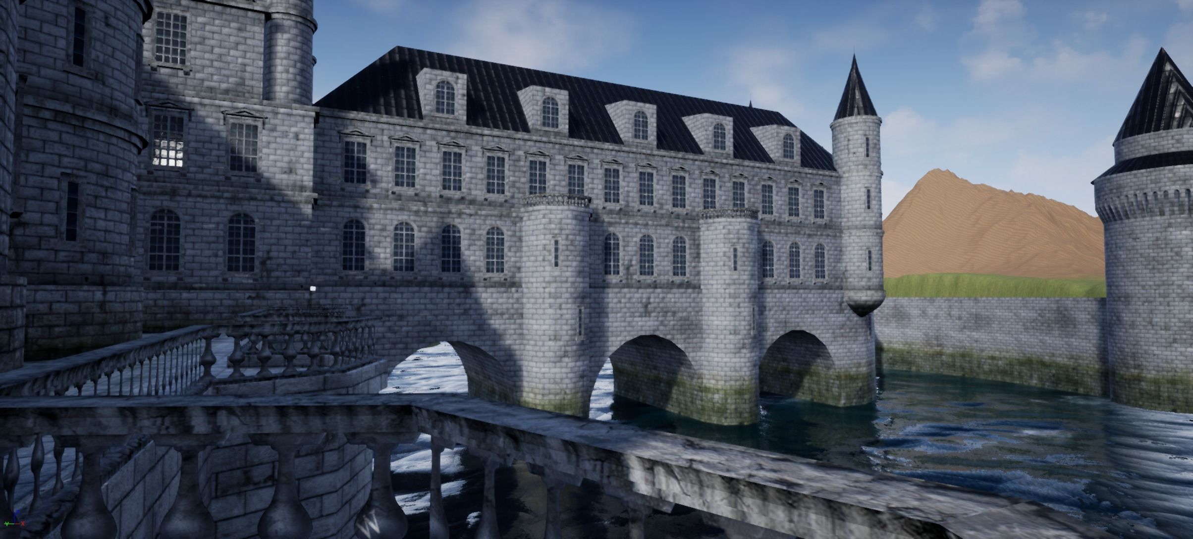 Low Poly Chateau-Castle - Inspired by Chateau de Chenonceau- PBR Low-poly 3D model_18