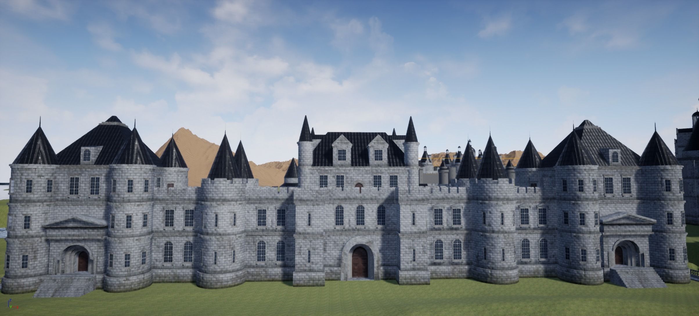 Low Poly Chateau-Castle - Inspired by Chateau de Chenonceau- PBR Low-poly 3D model_14