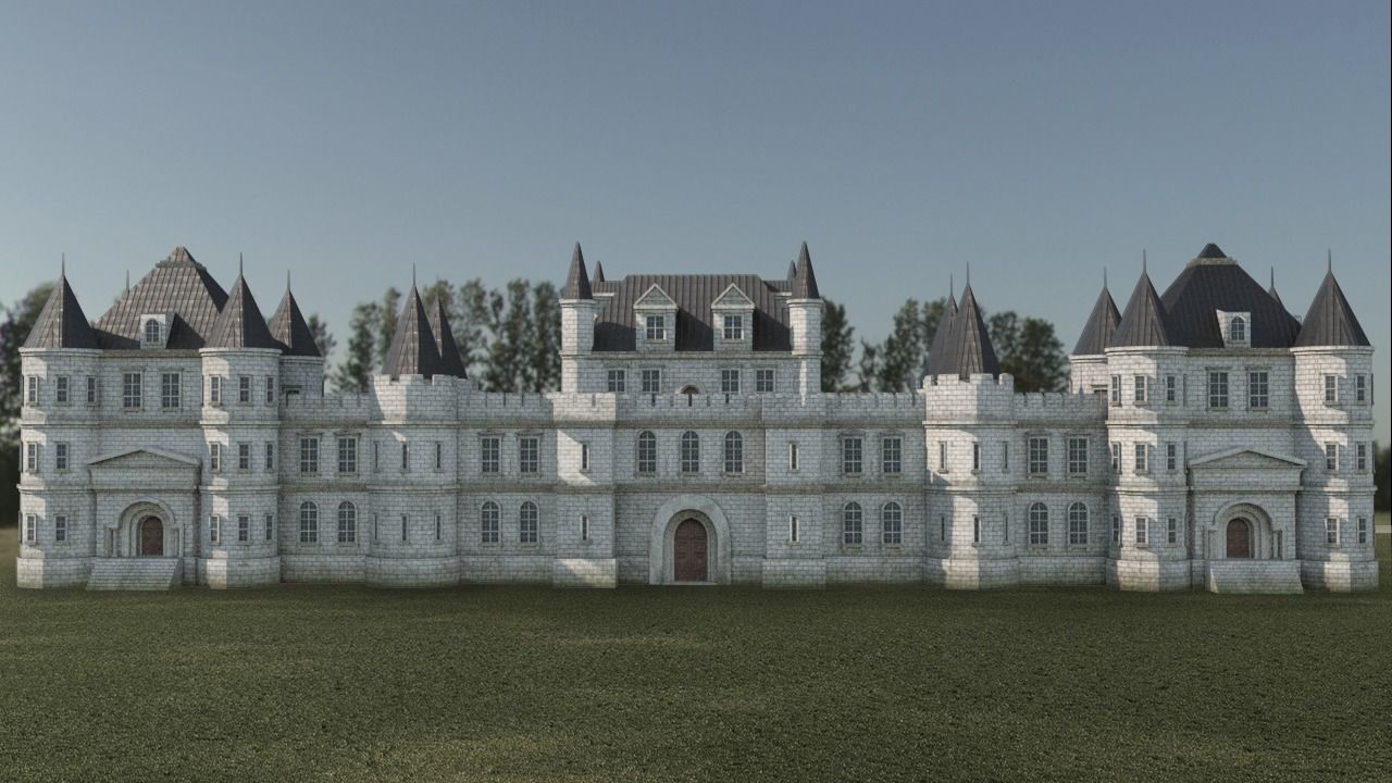 Low Poly Chateau-Castle - Inspired by Chateau de Chenonceau- PBR Low-poly 3D model_9