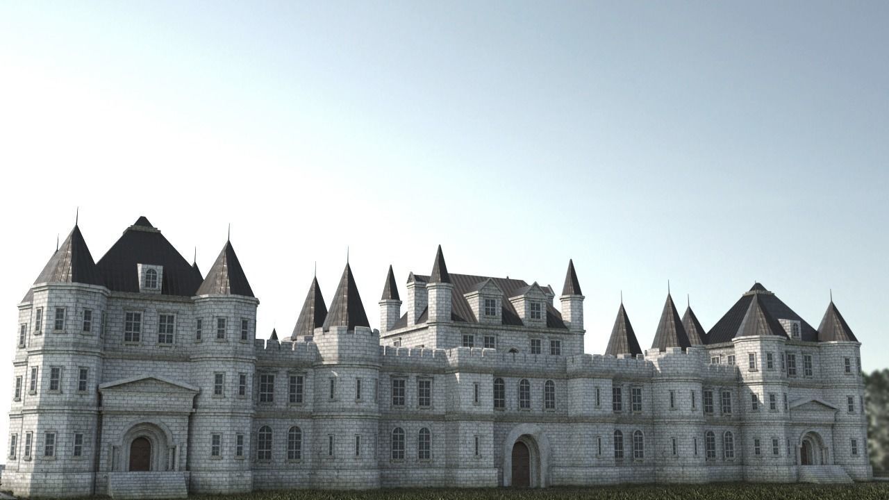 Low Poly Chateau-Castle - Inspired by Chateau de Chenonceau- PBR Low-poly 3D model_7