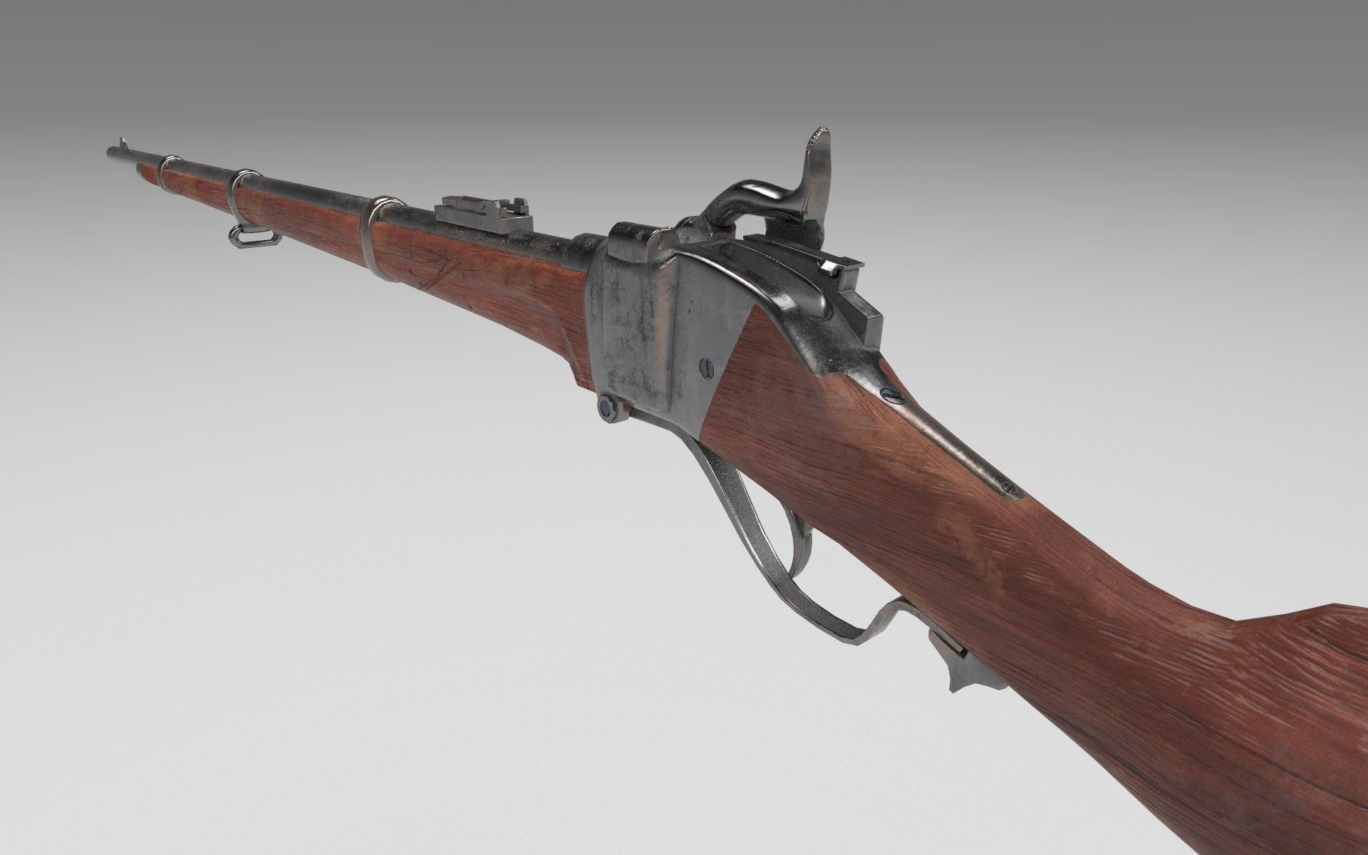 Sharps Model 1867 Low-poly 3D model_1