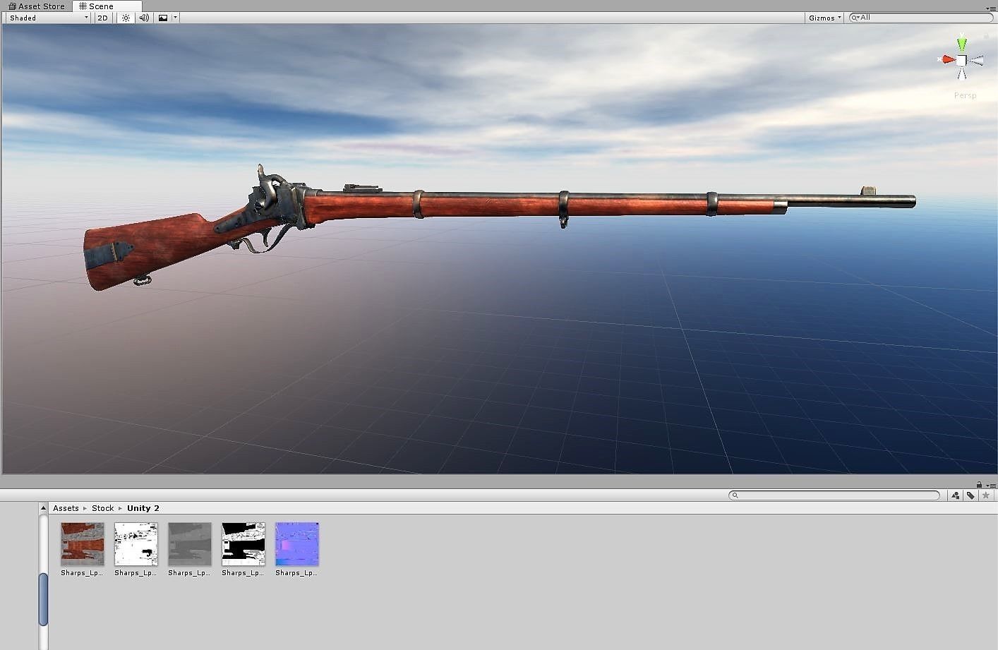 Sharps Model 1867 Low-poly 3D model_2